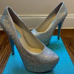 Betsey Johnson Blue Wish Rhinestone Platform Heels